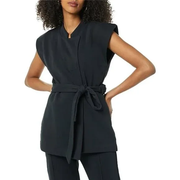 Women's Zuri Wrap Vest French Terry Knit Elastic Belt Pockets